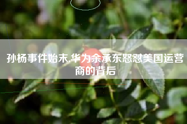 孙杨事件始末,华为余承东怒怼美国运营商的背后