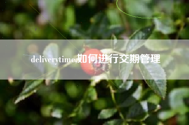 deliverytime,如何进行交期管理
