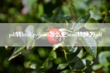 pdf转html,python3怎么把html转换为pdf