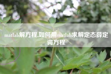 matlab解方程,如何用matlab求解定态薛定谔方程