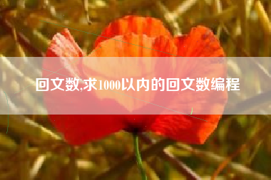 回文数,求1000以内的回文数编程