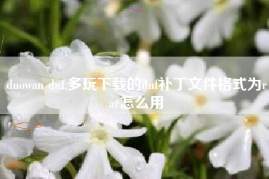 duowan dnf,多玩下载的dnf补丁文件格式为rar怎么用