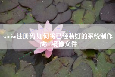 winiso注册码,如何将已经装好的系统制作成iso镜像文件