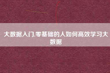 大数据入门,零基础的人如何高效学习大数据