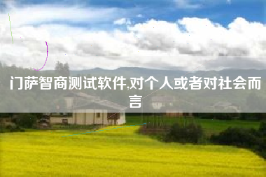 门萨智商测试软件,对个人或者对社会而言