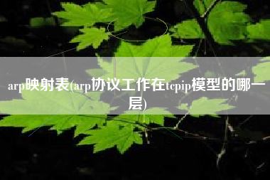 arp映射表(arp协议工作在tcpip模型的哪一层)