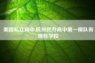 美国私立高中,杭州民办高中第一梯队有哪些学校