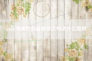 abin,深渊也会凝视你这句话什么意思