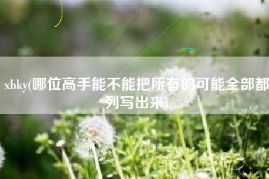 xbky(哪位高手能不能把所有的可能全部都列写出来)
