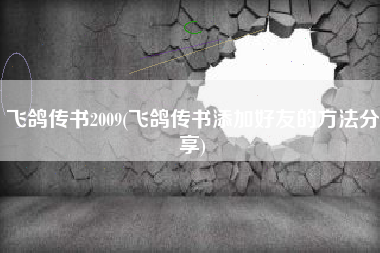 飞鸽传书2009(飞鸽传书添加好友的方法分享)