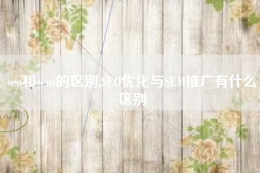 seo和sem的区别,SEO优化与SEM推广有什么区别