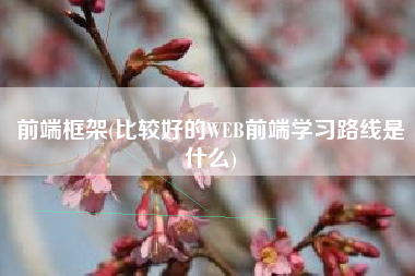 前端框架(比较好的WEB前端学习路线是什么)