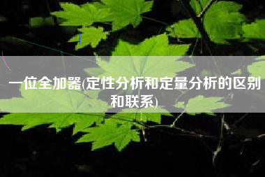 一位全加器(定性分析和定量分析的区别和联系)