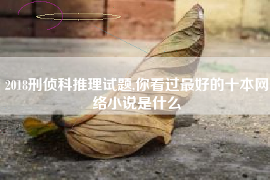 2018刑侦科推理试题,你看过最好的十本网络小说是什么