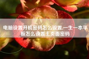 电脑设置开机密码怎么设置,一生一本平板怎么设置主页面密码