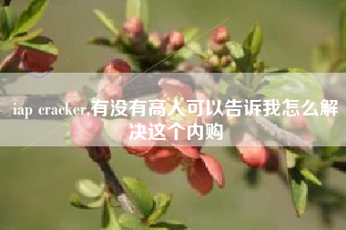 iap cracker,有没有高人可以告诉我怎么解决这个内购
