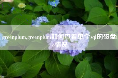 greenplum,greenplum如何查看单个sql的磁盘io情况