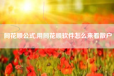 同花顺公式,用同花顺软件怎么来看散户