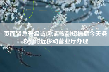 页面紧急升级访问,请收到短信后今天务必到附近移动营业厅办理
