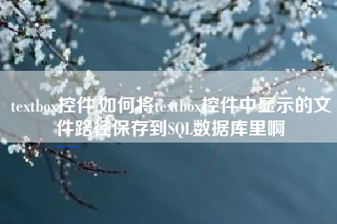 textbox控件,如何将textbox控件中显示的文件路径保存到SQL数据库里啊