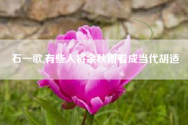 石一歌,有些人将余秋雨看成当代胡适
