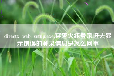 directx_web_setup.exe,穿越火线登录进去显示错误的登录信息是怎么回事