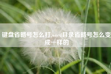 键盘省略号怎么打,word目录省略号怎么变成一样的