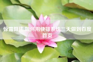 惊雷算法,如何用快排系统三天做到百度首页