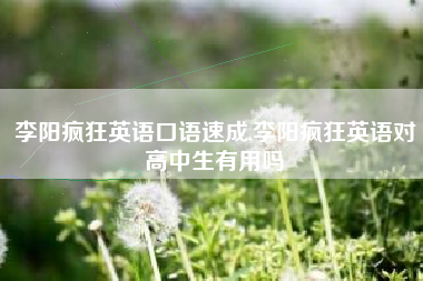 李阳疯狂英语口语速成,李阳疯狂英语对高中生有用吗