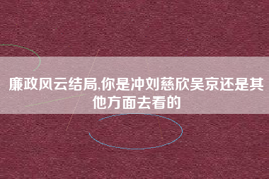 廉政风云结局,你是冲刘慈欣吴京还是其他方面去看的