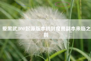 爱黑武,DNF起源版本初到魔兽副本来临之前