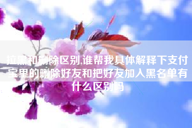 拉黑和删除区别,谁帮我具体解释下支付宝里的删除好友和把好友加入黑名单有什么区别吗