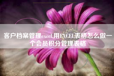 客户档案管理excel,用EXCEL表格怎么做一个会员积分管理表格