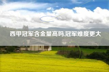 西甲冠军含金量高吗,冠军难度更大