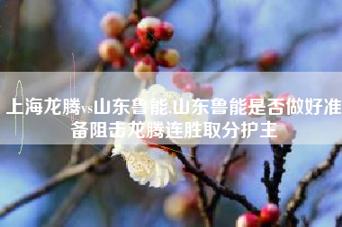 上海龙腾vs山东鲁能,山东鲁能是否做好准备阻击龙腾连胜取分护主