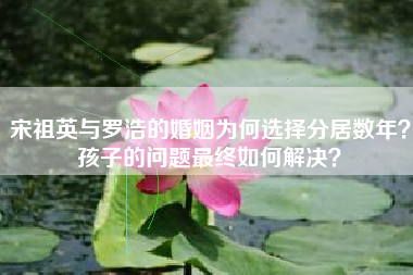 宋祖英与罗浩的婚姻为何选择分居数年？孩子的问题最终如何解决？