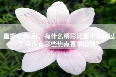 直播中央5台，有什么精彩比赛不容错过？今夜有哪些热点赛事前瞻？