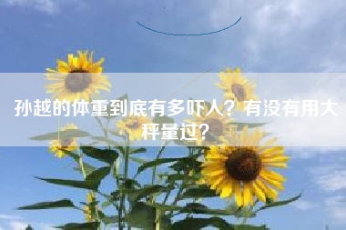 孙越的体重到底有多吓人？有没有用大秤量过？