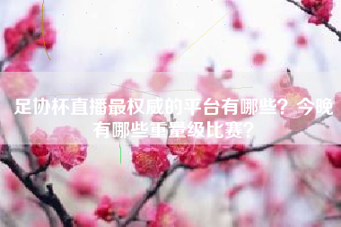 足协杯直播最权威的平台有哪些？今晚有哪些重量级比赛？