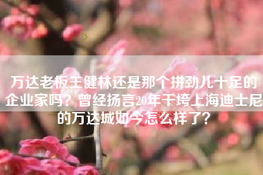 万达老板王健林还是那个拼劲儿十足的企业家吗？曾经扬言20年干垮上海迪士尼的万达城如今怎么样了？