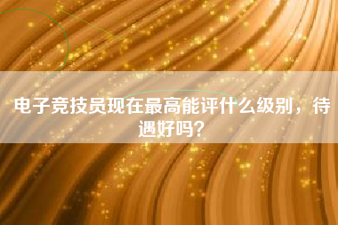 电子竞技员现在最高能评什么级别，待遇好吗？