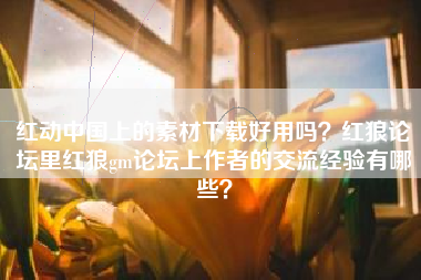 红动中国上的素材下载好用吗？红狼论坛里红狼gm论坛上作者的交流经验有哪些？