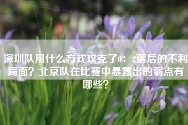 深圳队用什么方式攻克了0：2落后的不利局面？北京队在比赛中暴露出的弱点有哪些？