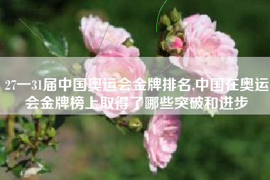 27一31届中国奥运会金牌排名,中国在奥运会金牌榜上取得了哪些突破和进步