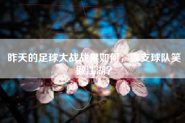 昨天的足球大战战果如何，哪支球队笑傲江湖？