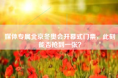 媒体专属北京冬奥会开幕式门票，此刻能否抢到一张？