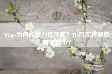 Wings为何能够力挽狂澜？Ti6冠军杯背后有何故事？