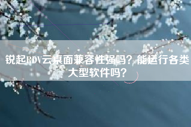 锐起RDV云桌面兼容性强吗？能运行各类大型软件吗？