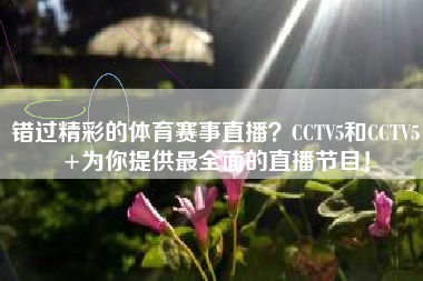 错过精彩的体育赛事直播？CCTV5和CCTV5+为你提供最全面的直播节目！