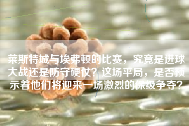 莱斯特城与埃弗顿的比赛，究竟是进球大战还是防守硬仗？这场平局，是否预示着他们将迎来一场激烈的保级争夺？